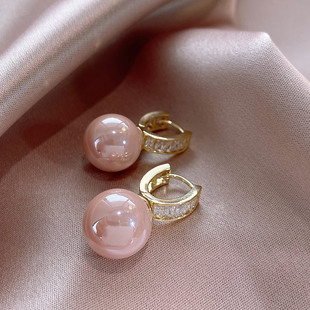 Pink Pearl Earrings for Women 2024 New Trendy High-end Earrings Accessible Luxury Niche Design Earrings Elegant Ear Buckles