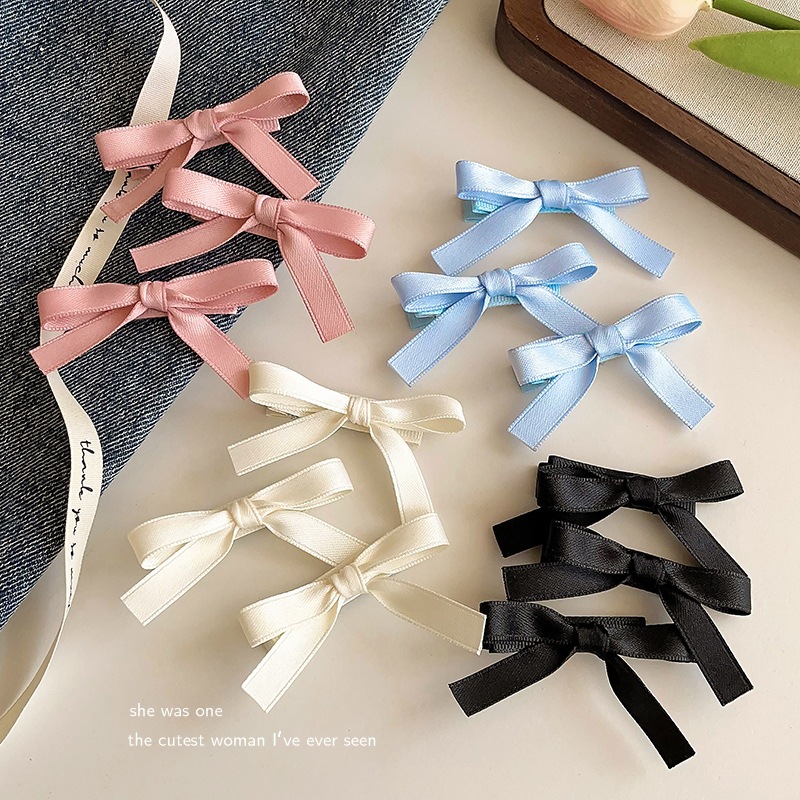 Ballet Girl Style Bow Hairpin Sweet Cute Double Ponytail Duckbill Clip High Feeling Temperament Side Hairpin