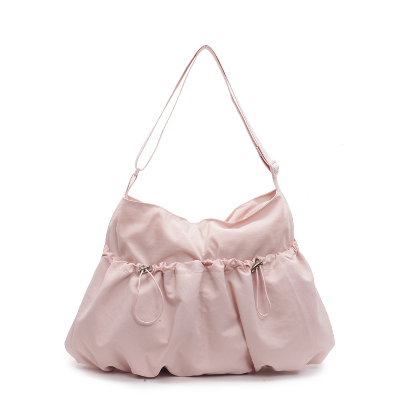 Casual nylon bag, soft and cozy, cotton-lined shoulder bag, large capacity, new waterproof crossbody bag, pleated tote bag.