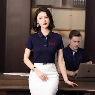 Summer lapel short-sleeved polo shirt overalls t-shirt corporate advertising cultural shirt class uniform printed logo