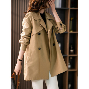 In stock factory wholesale suit collar double breasted trench coat slimming younger New H version fashion lapel modified body shape
