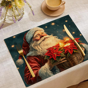 Amazon Explosions Christmas Placemat Elk Snowman Printed Heat Insulation Mat Autumn and Winter Simple Decorative Western Placemat Wholesale