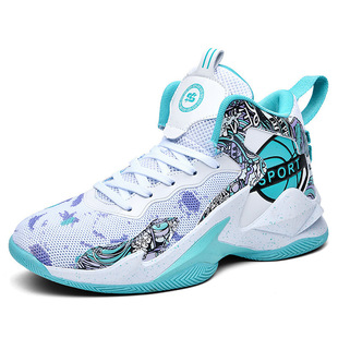 Fujian factory new couple basketball shoes men's high-top fly woven mesh sneaker youth junior high school students running shoes