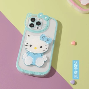 Mirror Phone Case Hello Kitty Portable Rotary Makeup Mirror Creative DIY for Apple 15pro 14/16