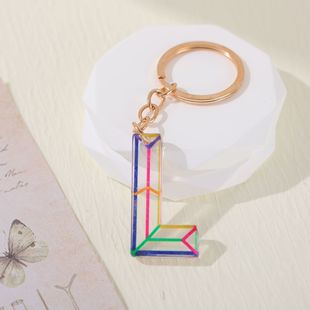 Linear Simple 26 English Letter Keychain A- Z Letter Couple Key Chain Bag Pendant Gift