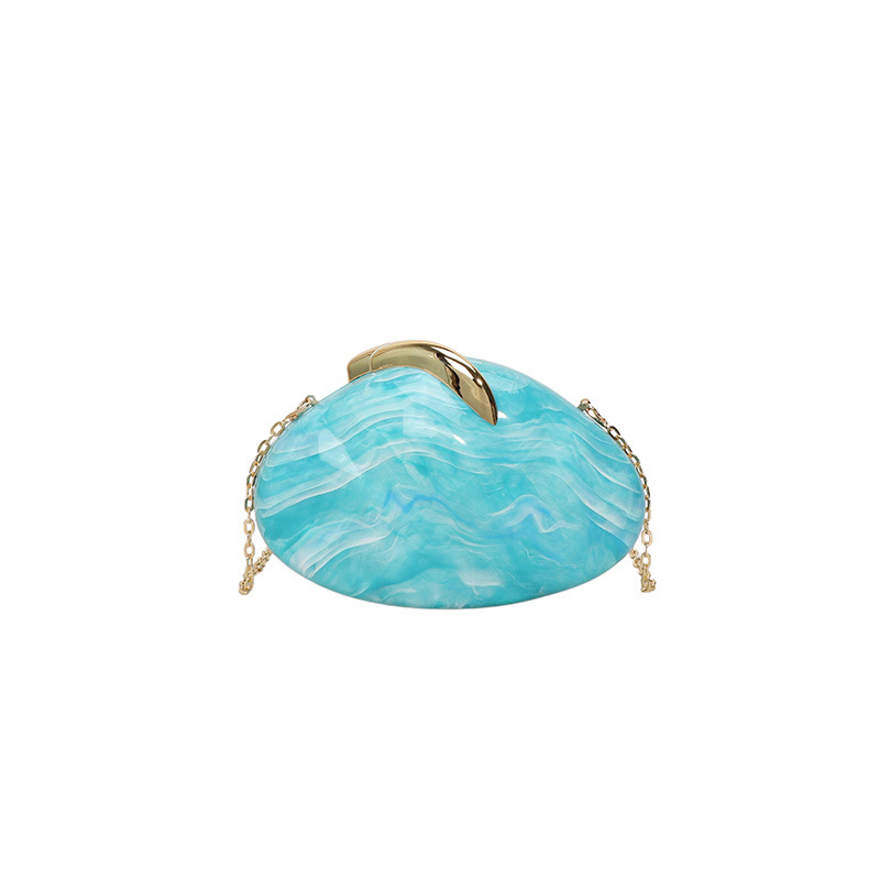 2025 New Oval Acrylic Electroplated Glossy Evening Bag, Fashionable European and American Style Chain Shoulder/Clutch Bag, Cross-border