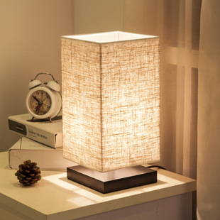 Amazon Table Lamp Modern Simple Linen Solid Wood Bedroom Bedside Led Lamp Chinese Japanese Style Study Living Room Table Lamp