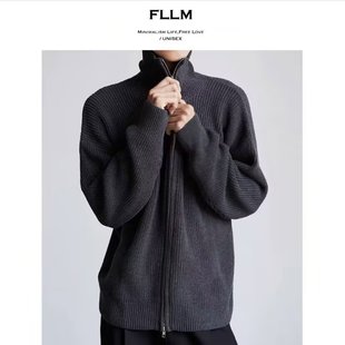 Vertical Collar Solid Color Casual Zipper Cardigan Men's Winter and Autumn New Thick Pit Double Zipper Sweater Sweater Jacket