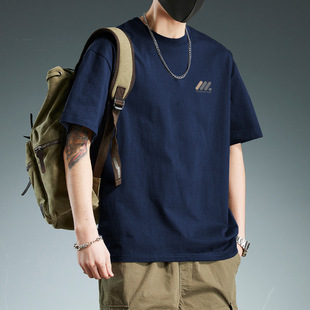 Hong Kong Style Trendy Brand Heavy Short-sleeved T-shirt Men's Summer 2025 New American Style Loose oversize T-shirt Pure Cotton