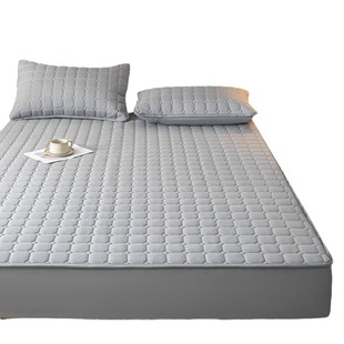Foreign trade solid color sanding skin-friendly thickened cotton quilted bed hat cross-border wash cotton bedspread Simmons protective cover cushion