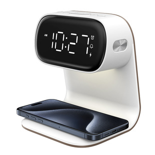 Cross-border 2024 new wireless charging bedside night light mobile phone headset fast charging electronic alarm clock gift creative desk lamp