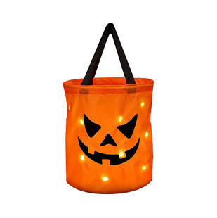Cross Border Halloween LED Luminous Pumpkin Bag Christmas Children's Candy Stereo Portable Birthday Gift Bag