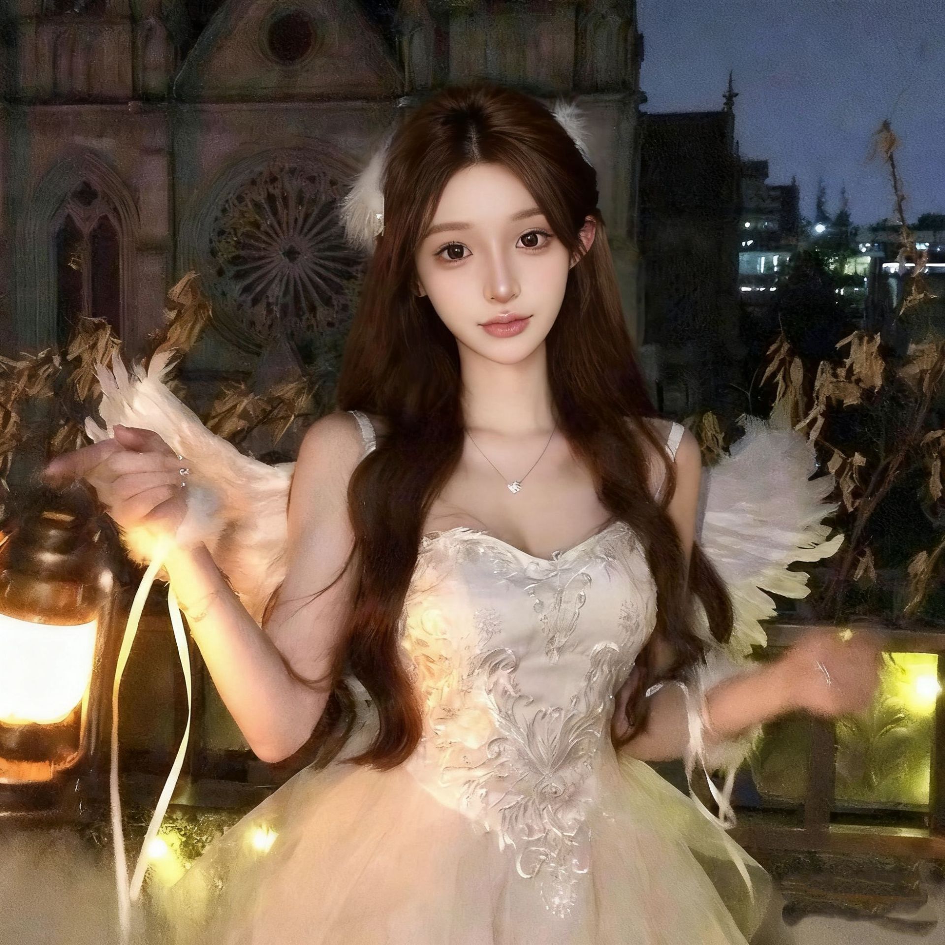 White Angel Wings Feather Cos Suit Female Halloween Christmas Elf Costume Decoration Wear Headdress Props