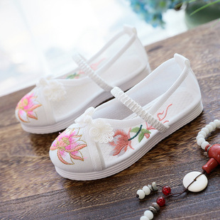 Customized girls embroidered shoes net shoes Chinese style dance shoes Children's Hanfu shoes ethnic style sandals ancient clothes shoes cloth shoes