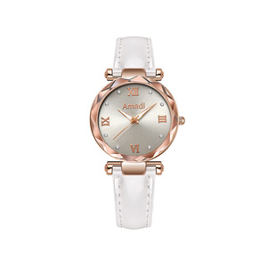 wrstwatch women's new ladies watch women's watch fashion trend Korean simple bright leather strap quartz