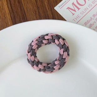 Hair Ring Women's Contrast Color Woven Basic Girl's Tie Head Rope High Elastic Bold South Korea Hair Accessories Simple Mori Style Hair Rope