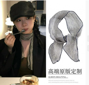 Small Fresh Style ~ Linen Ribbon Silk Scarf Women's Long Thin Neck Belt Ins Style Scarf Neck Accessories Scarf