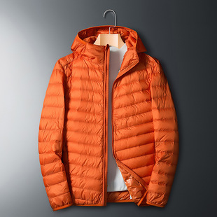 2023 New White Duck Down Lightweight Down Jacket Men's Hat Autumn and Winter Warm Lightweight Down Jacket Men's Fashion