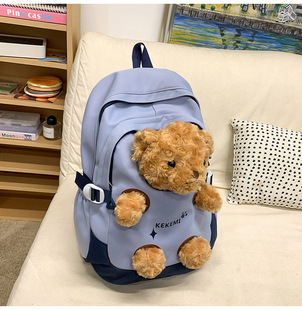 Cute Doll Backpack Cartoon Plush Bear Schoolbag Junior Senior high school Student Backpack Travel Lightweight Internet Red Bag