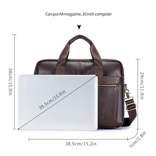 Shileton cross-border Men's briefcase first layer cowhide men's business bag 16-inch genuine leather European and American men's computer bag