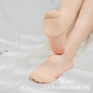 New Ice Silk Shallow Mouth Forefoot Socks Sandals Socks Non-Slip Anti-Abrasion Forefoot Super Invisible Women's Foot Pad