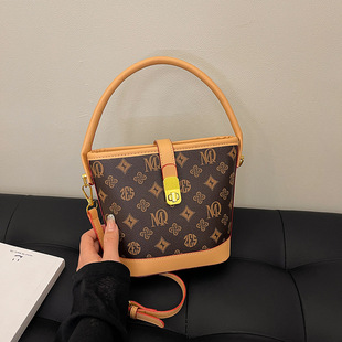 2025 New Cross-border Old Flower Portable Large Capacity Commuter Bucket Bag Light Luxury All-match Crossbody Bag Women Shoulder Bag