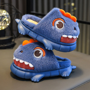 Children's cotton slippers autumn and winter 2023 bag heel boys and girls baby infant shoes warm indoor home closed toe 3
