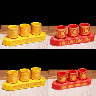 Water Supply Cup Buddha Water Cup Guanyin Buddha Cup Household Ceramic Sanlian Holy Water Cup Buddha Front Water Supply Cup God of Wealth Water Purification Cup