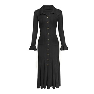 Sp French Socialite Short-Sleeved Elegant 2025 Autumn and Winter New High-End Long-Sleeved Waist Mid-Length Dress