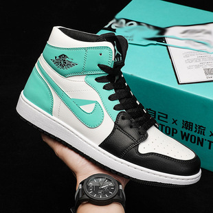 Aj Men's Shoes High-top Basketball Shoes Couple Air Force One Men's and Women's Sports Board Shoes Spring and Autumn Students' Casual White Shoes Tide