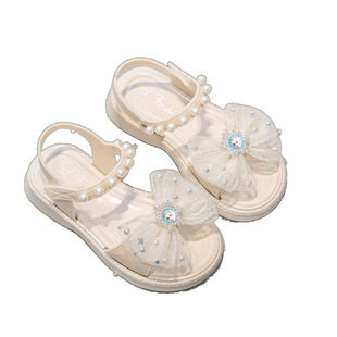 School Princess Style Girls' Sandals New Soft Sole Non-slip Large Children's Sandals Fashionable All-match Princess Elsa Sandals