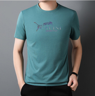 Fashionable Casual Men's Short-sleeved Shirt Men's Korean-style Slim-fit Summer Thin Middle-aged Striped T-shirt Men's Top