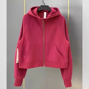 2024 Autumn and Winter New Explosions European American Lazy Little Short Red Cardigan Hoodie Jacket Women