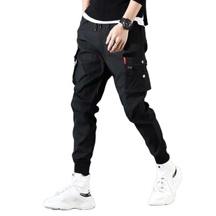 National Tide Functional Workwear Pants Men's Spring and Summer Loose Hip-Hop ins Leg-tight Harem Pants Casual Long Pants Autumn