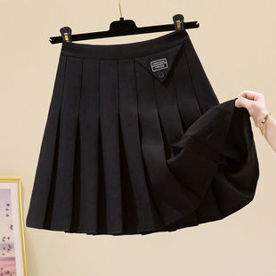Pleated Skirt Design Sense A- Line Slim Look Short Skirt Korean Spring and Autumn Fake Pocket Suit Material High Waist Skirt for Women Summer
