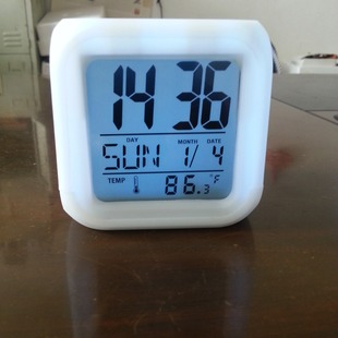4A colorful four-square clock with button cell, color changing alarm clock, LED clock, electronic alarm clock, Silent Alarm Clock
