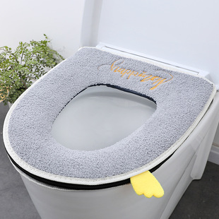 One-piece delivery thickened winter warm toilet mat waterproof zipper toilet mat cover cartoon waterproof toilet mat