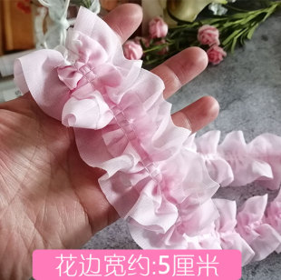 Japan imported chiffon pleated black lace wood ear pleated organza shoulder strap accessories handmade materials