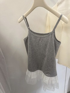 [Lovely] Shahe Spring New Korea Base Top Temperament Lace Bottom Sling Small Vest Z5963