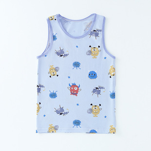 Children's Vest Summer Thin Boy's Pure Cotton Sleeveless Sling Baby Children's Medium and Large Children's Cartoon Top Base Shirt