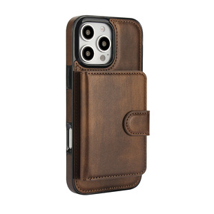 For Apple 16pro Solid Color Magnetic Split Card Case Phone Case 16 15 14 Multi Card All-inclusive Drop-resistant Case