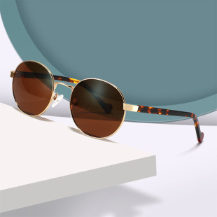 European and American Classic Oval Small Frame Retro Sunglasses for Travel and Sun Protection for Women to Wear Glasses Plate Feet Acetate Sunglasses