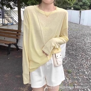Summer Black Ice Silk Knitted Blouse for Women, Thin Design Niche Loose Sun Protection T-Shirt Air-Conditioned Top