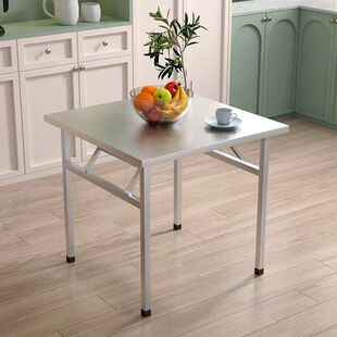 Stainless Steel Folding Table Dining Table Home Dormitory Rental Room Barbecue Night Market Stall for Eating Portable Small Square Table