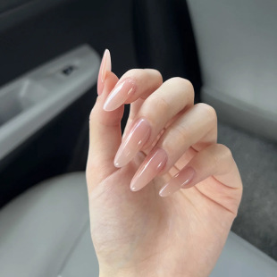 Wholesale Solid Color Gradient Ganlu Temple Pure Handmade Naked Color Wear Nails Advanced Sense False Nail Patch High Goods Boutique