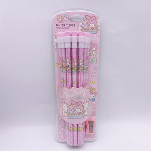 Cross-border new pull cloth pencil 12 pencil suit cartoon cute super cute continuous core high color value HB foreign trade