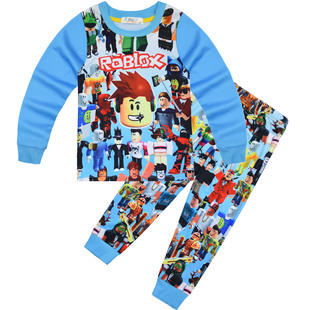 Трансграничные игры Roblox для старших детей 120-170 ярдов набор одежды для дома с длинными рукавами из двух частей пижамы 565