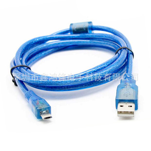 Transparent blue micro usb data cable Android V8 usb AM to Micro usb data cable factory direct sales