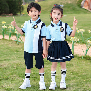 Kindergarten School Clothes Summer School Uniform for Primary School Students Children's College Style Summer Class Clothes Short Sleeve Suit Graduation Photo Class Clothes