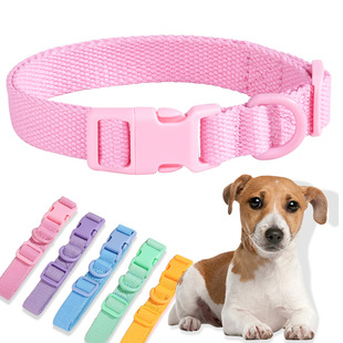 Amazon New Macaron Pet Collar Polyester Cotton Ribbon Dog Neck Collar Medium and Small Dog Dog Chain Dog Traction